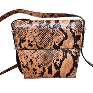 Urban Outfitters Brown and Black Crossbody Bag with Snakeskin Pattern